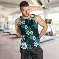 Hawaiian Hibiscus Tribal Floral Teal Men Tank Top Polynesian Tapa Pattern LT01 Teal - Polynesian Pride