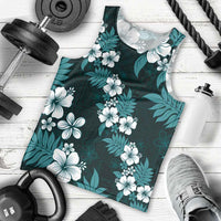 Hawaiian Hibiscus Tribal Floral Teal Men Tank Top Polynesian Tapa Pattern LT01 - Polynesian Pride