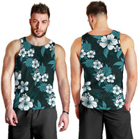 Hawaiian Hibiscus Tribal Floral Teal Men Tank Top Polynesian Tapa Pattern LT01 - Polynesian Pride