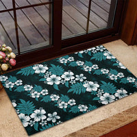 Hawaiian Hibiscus Tribal Floral Teal Rubber Doormat Polynesian Tapa Pattern LT01 - Polynesian Pride