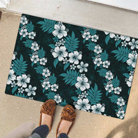 Hawaiian Hibiscus Tribal Floral Teal Rubber Doormat Polynesian Tapa Pattern LT01 - Polynesian Pride