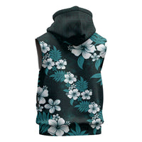 Hawaiian Hibiscus Tribal Floral Teal Sleeveless Zip Hoodie Polynesian Tapa Pattern LT01 - Polynesian Pride