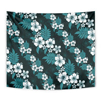 Hawaiian Hibiscus Tribal Floral Teal Tapestry Polynesian Tapa Pattern - Polynesian Pride