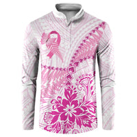 Personalised New Zealand Pink Fern Breast Cancer Button Sweatshirt Polynesian Pattern LT01 Pink - Polynesian Pride