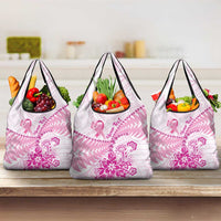 New Zealand Pink Fern Breast Cancer Grocery Bag Polynesian Pattern LT01 3-pack One Size Pink - Polynesian Pride