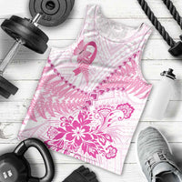 Personalised New Zealand Pink Fern Breast Cancer Men Tank Top Polynesian Pattern LT01 - Polynesian Pride