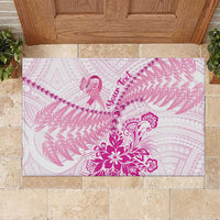 Personalised New Zealand Pink Fern Breast Cancer Rubber Doormat Polynesian Pattern LT01 Pink - Polynesian Pride
