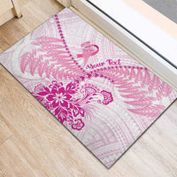 Personalised New Zealand Pink Fern Breast Cancer Rubber Doormat Polynesian Pattern LT01 - Polynesian Pride