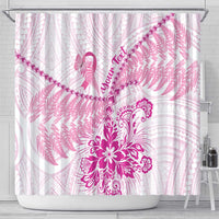 Personalised New Zealand Pink Fern Breast Cancer Shower Curtain Polynesian Pattern LT01 - Polynesian Pride