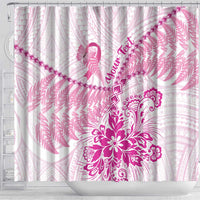 Personalised New Zealand Pink Fern Breast Cancer Shower Curtain Polynesian Pattern LT01 - Polynesian Pride