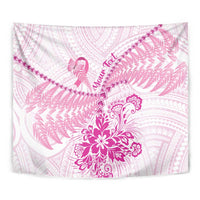 Personalised New Zealand Pink Fern Breast Cancer Tapestry Polynesian Pattern