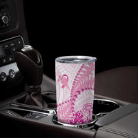 Personalised New Zealand Pink Fern Breast Cancer Tumbler Cup Polynesian Pattern LT01 - Polynesian Pride