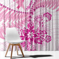 Personalised New Zealand Pink Fern Breast Cancer Window Curtain Polynesian Pattern LT01 - Polynesian Pride
