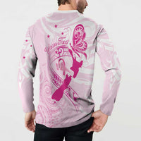 Personalised Aotearoa Breast Cancer Button Sweatshirt New Zealand Maori Pattern LT01 - Polynesian Pride
