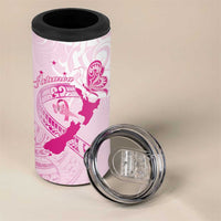Personalised Aotearoa Breast Cancer 4 in 1 Can Cooler Tumbler Maori Pattern