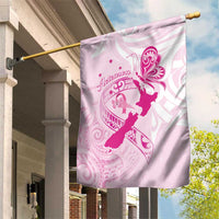Personalised Aotearoa Breast Cancer Garden Flag New Zealand Maori Pattern LT01 House Flag Pink - Polynesian Pride