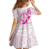 Personalised Aotearoa Breast Cancer Kid Short Sleeve Dress New Zealand Maori Pattern LT01 - Polynesian Pride