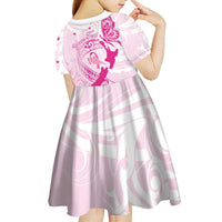 Personalised Aotearoa Breast Cancer Kid Short Sleeve Dress New Zealand Maori Pattern LT01 - Polynesian Pride
