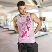Personalised Aotearoa Breast Cancer Men Tank Top New Zealand Maori Pattern LT01 Pink - Polynesian Pride