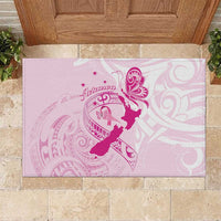 Personalised Aotearoa Breast Cancer Rubber Doormat New Zealand Maori Pattern LT01 Pink - Polynesian Pride