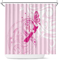 Personalised Aotearoa Breast Cancer Shower Curtain New Zealand Maori Pattern LT01 Pink - Polynesian Pride