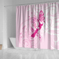 Personalised Aotearoa Breast Cancer Shower Curtain New Zealand Maori Pattern LT01 - Polynesian Pride