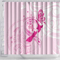 Personalised Aotearoa Breast Cancer Shower Curtain New Zealand Maori Pattern LT01 - Polynesian Pride
