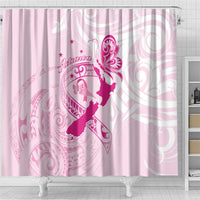 Personalised Aotearoa Breast Cancer Shower Curtain New Zealand Maori Pattern LT01 - Polynesian Pride
