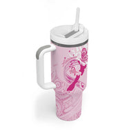 Personalised Aotearoa Breast Cancer Tumbler With Handle Maori Pattern LT01 - Polynesian Pride