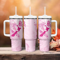 Personalised Aotearoa Breast Cancer Tumbler With Handle Maori Pattern LT01 - Polynesian Pride