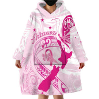 Personalised Aotearoa Breast Cancer Wearable Blanket Hoodie New Zealand Maori Pattern LT01 - Polynesian Pride
