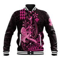 Hawaii Breast Cancer Baseball Jacket Girl Floral Kakau Pattern
