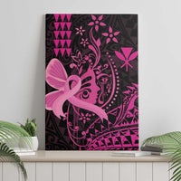 Hawaii Breast Cancer Canvas Wall Art Girl Floral Kakau Pattern