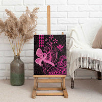Hawaii Breast Cancer Canvas Wall Art Girl Floral Kakau Pattern