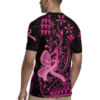 Hawaii Breast Cancer Rugby Jersey Girl Floral Kakau Pattern