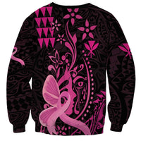 Hawaii Breast Cancer Sweatshirt Girl Floral Kakau Pattern