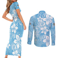 Fiji Tapa Pattern Couples Matching Short Sleeve Bodycon Dress and Long Sleeve Button Shirt Plumeria Floral LT01 - Polynesian Pride