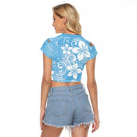 Fiji Tapa Pattern Raglan Cropped T Shirt Plumeria Floral LT01 - Polynesian Pride