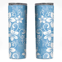 Fiji Tapa Pattern Skinny Tumbler Plumeria Floral LT01 Blue - Polynesian Pride