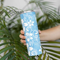 Fiji Tapa Pattern Skinny Tumbler Plumeria Floral LT01 - Polynesian Pride