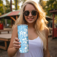 Fiji Tapa Pattern Skinny Tumbler Plumeria Floral LT01 - Polynesian Pride