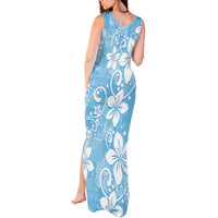 Fiji Tapa Pattern Tank Maxi Dress Plumeria Floral LT01 - Polynesian Pride