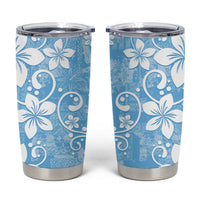 Fiji Tapa Pattern Tumbler Cup Plumeria Floral LT01 Blue - Polynesian Pride