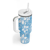Fiji Tapa Pattern Tumbler With Handle Plumeria Floral LT01 - Polynesian Pride