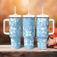 Fiji Tapa Pattern Tumbler With Handle Plumeria Floral LT01 - Polynesian Pride