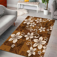 Plumeria Floral Tapa Pattern Vintage Gold Area Rug