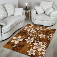 Plumeria Floral Tapa Pattern Vintage Gold Area Rug