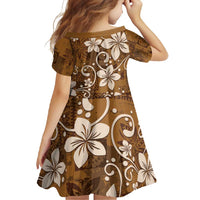 Plumeria Floral Tapa Pattern Vintage Gold Family Matching Long Sleeve Bodycon Dress and Hawaiian Shirt LT01 - Polynesian Pride