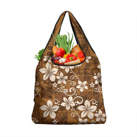 Plumeria Floral Tapa Pattern Vintage Gold Grocery Bag LT01 1-pack One Size Gold - Polynesian Pride