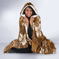 Plumeria Floral Tapa Pattern Vintage Gold Hooded Blanket LT01 - Polynesian Pride
